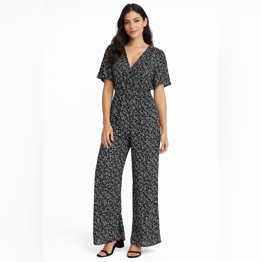 Pantsuit- Black, Floral by Japna (Medium)